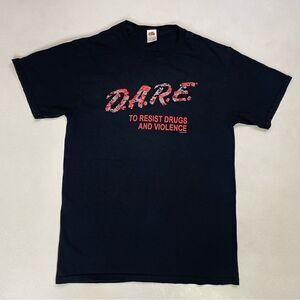 Dare To Resist Drugs And Violence Graphic T-shirt Women Small Black